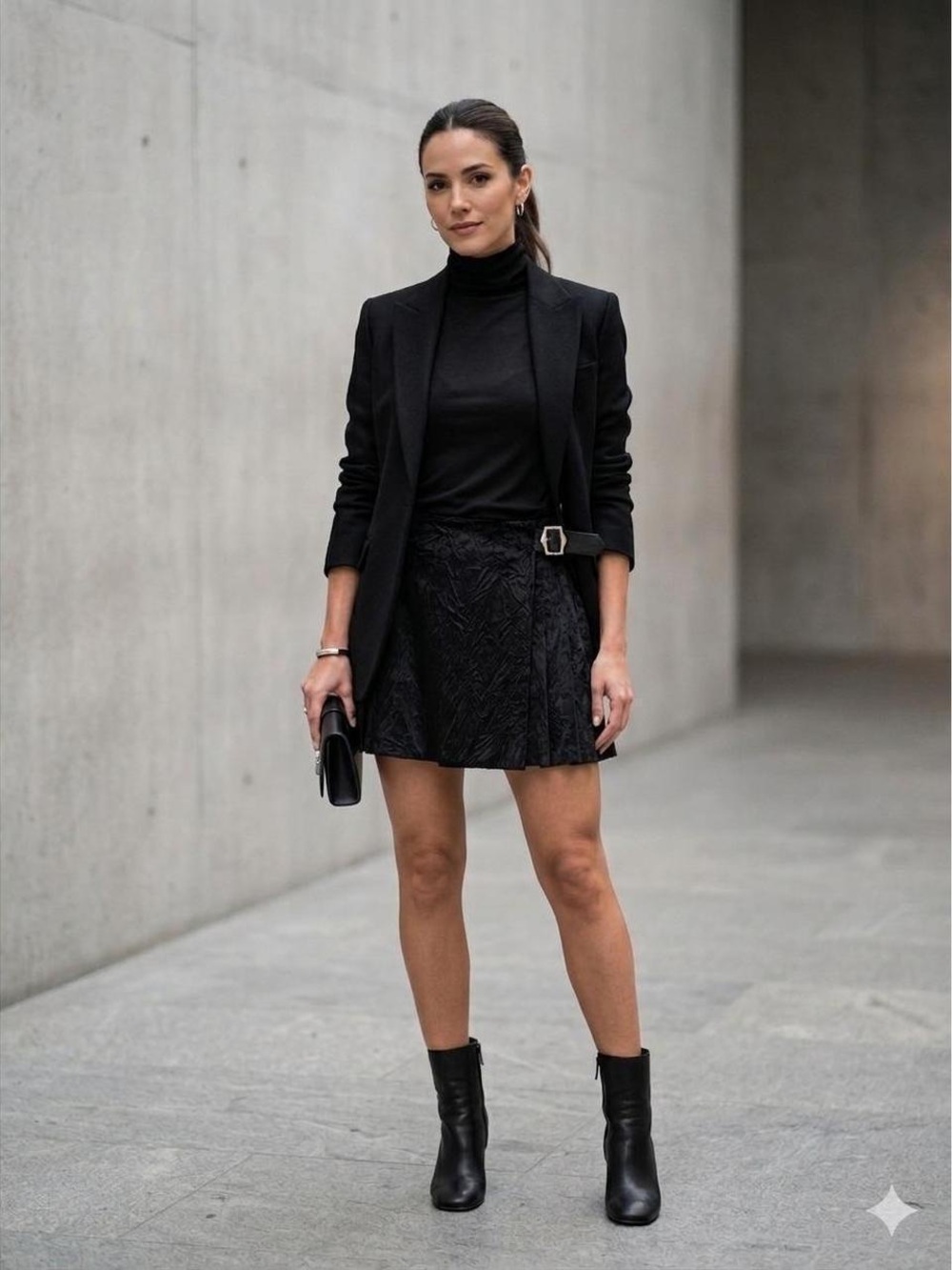 Opening Ceremony Black Crinkled Pleated Mini Kilt Skirt